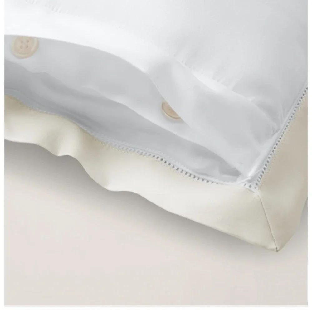 Ralph Lauren Organic Cotton Sateen Border Pillow Sham Parchment Euro